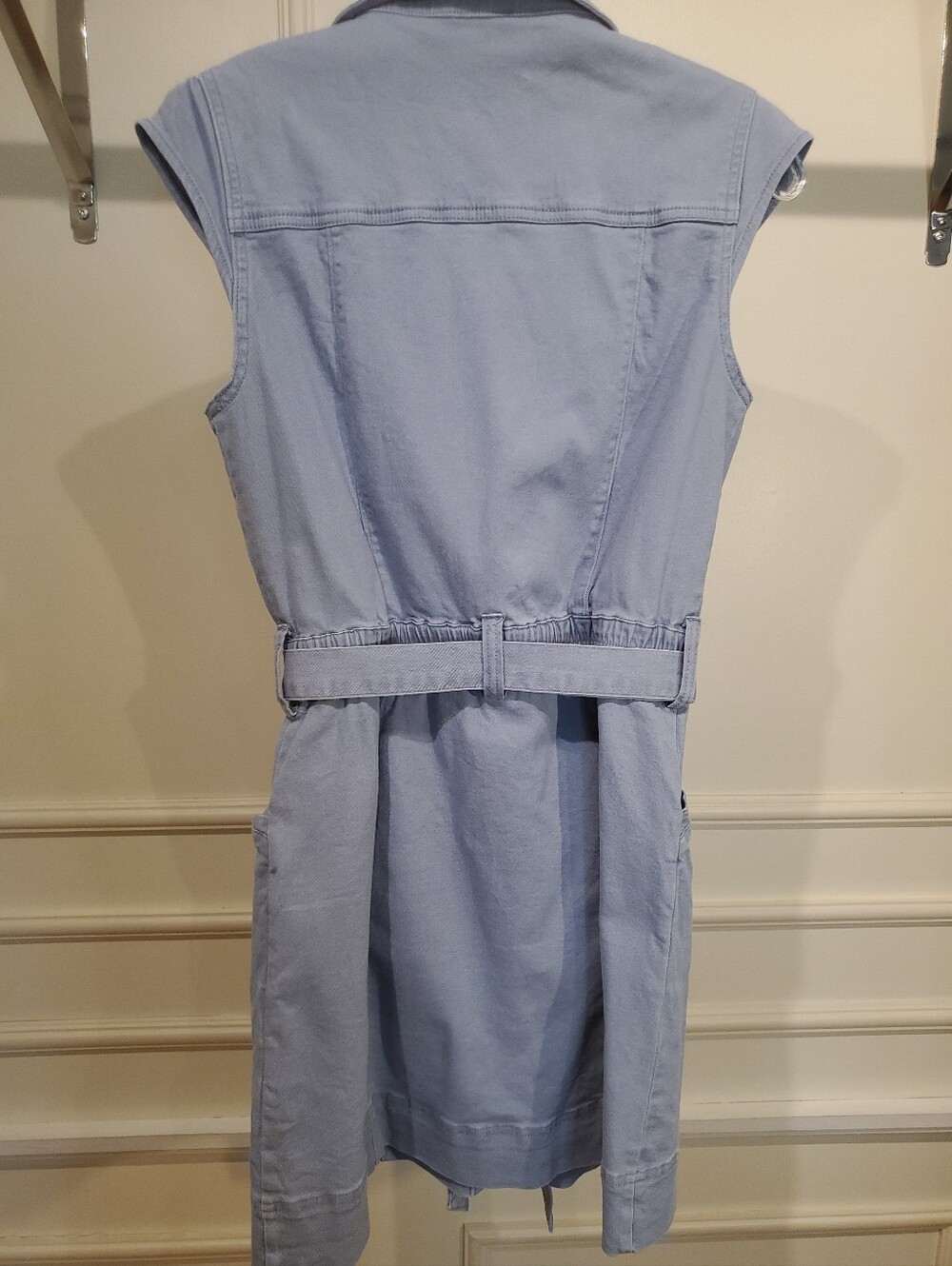 Skies Are Blue Women's Light Blue Denim Mini Dress  Removable Tie Belt Size XS - Picture 5 of 8